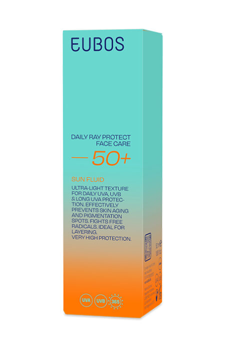 EUBOS DAILY RAY PROTECT NEGA ZA OBRAZ, SONČNI FLUID SPF 50+ 50ML